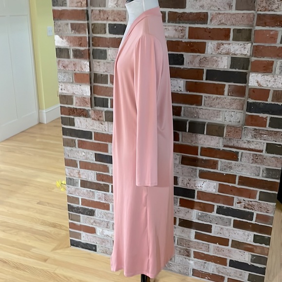DUSTER  Rose Pink Open Front Long Cardigan Sweater Jacket NWOT - Picture 6 of 9